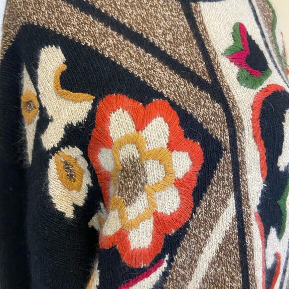 Vintage Santoria Silk Angora Rabbit Hair Blend Sweater Floral Paisley Stripe - Picture 5 of 7